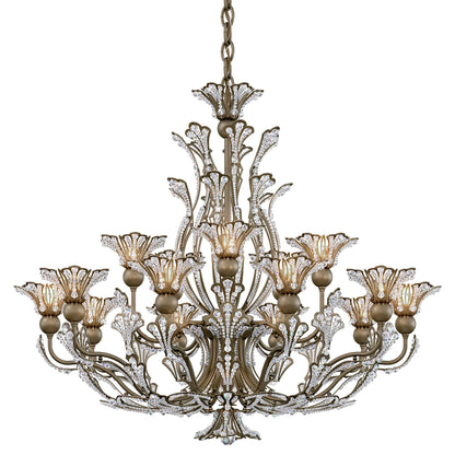 Rivendell 27"H x 32"W 16-Light Crystal Chandelier in Etruscan Gol