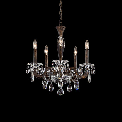 San Marco 22"H x 20.3"W 5-Lt Crystal Chandelier in Hrlm Bronze