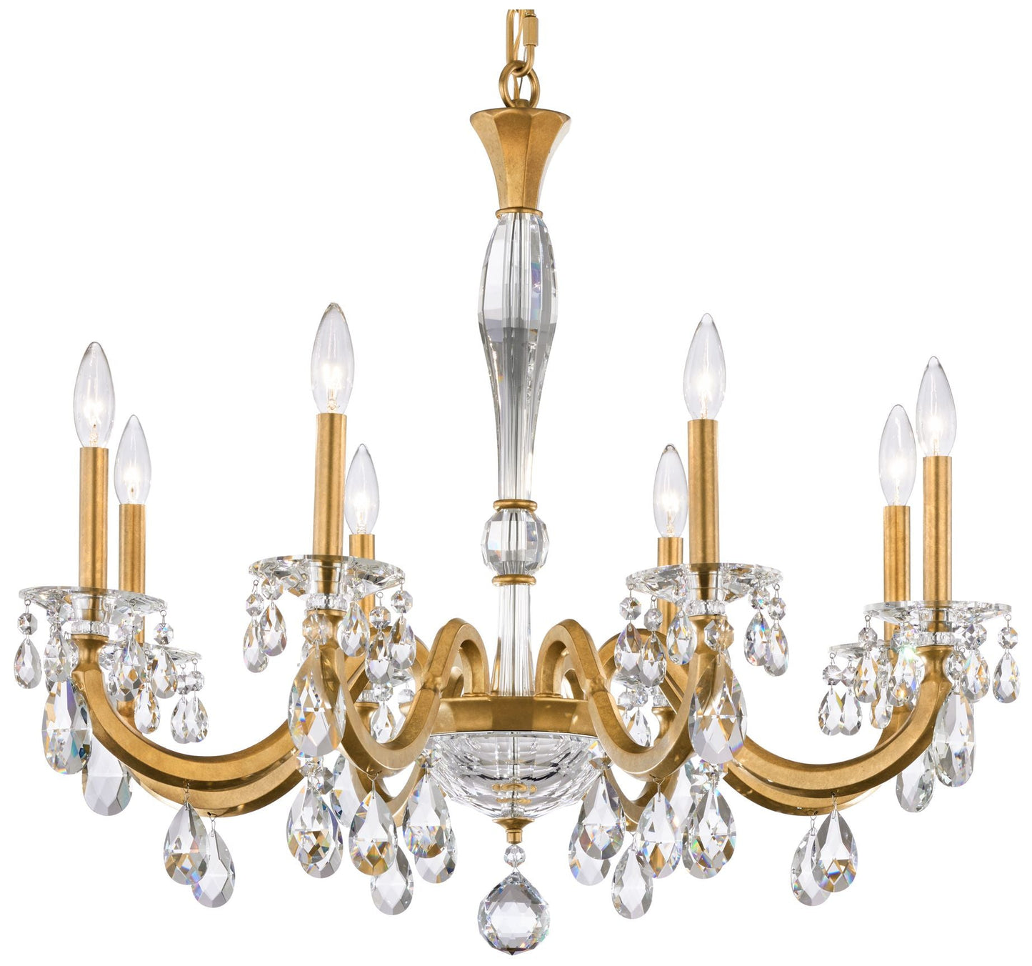San Marco 26.8"H x 32.3"W 8-Lt Crystal Chandelier in Hrlm Gold