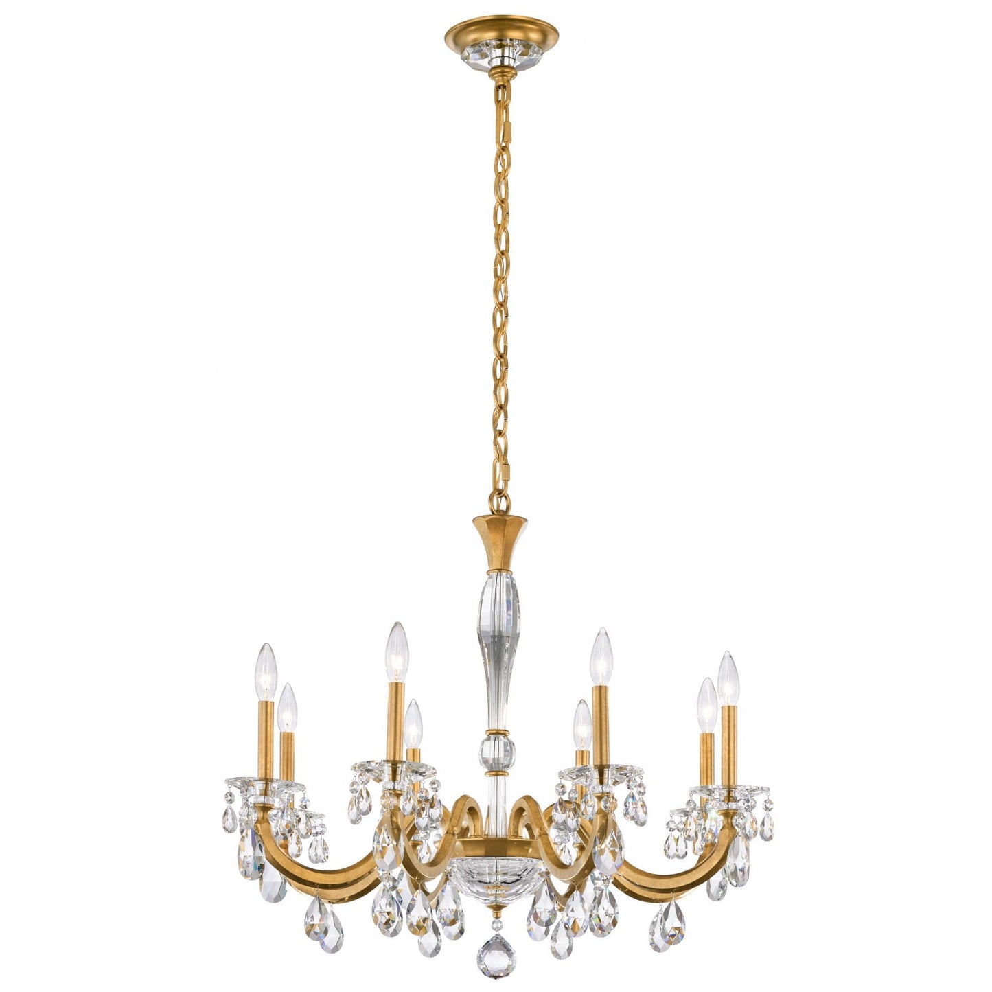 San Marco 26.8"H x 32.3"W 8-Lt Crystal Chandelier in Hrlm Gold