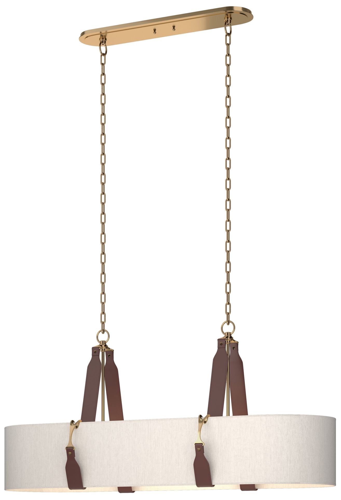 Saratoga Oval Pendant - Antique Brass - British Brown - Flax Shade