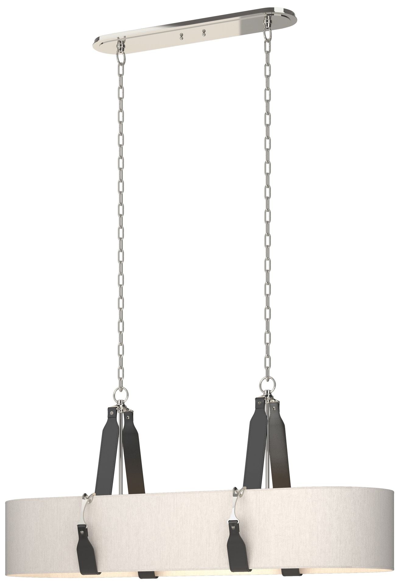 Saratoga Oval Pendant - Polished Nickel - Black - Flax Shade