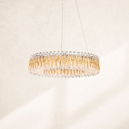 Sarella 5.5"H x 24"W 12-Light Crystal Chandelier in Antique Silve