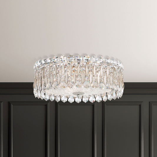 Sarella 6.5"H x 15.5"W 3-Light Crystal Flush Mount in Antique Sil