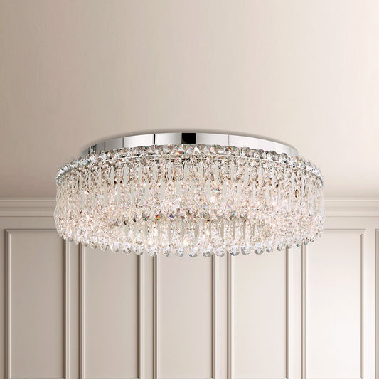 Sarella 7.5"H x 24"W 12-Light Crystal Flush Mount in White