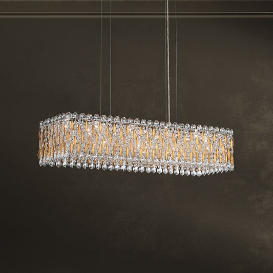 Sarella 8"H x 36.5"W 13-Light Crystal Linear Chandelier in Heirlo