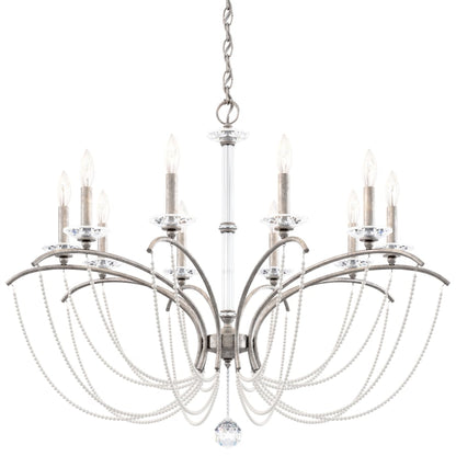 Schonbek Priscilla 10 Light 36" Wide Crystal Chandelier with White Pearl Beads