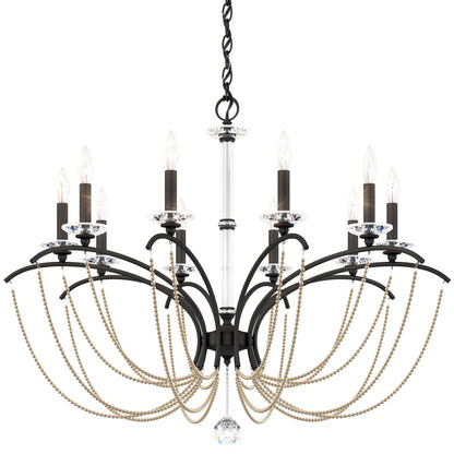 Schonbek Priscilla 10 Light 36" Wide Crystal Chandelier with Bronze Pearl Beads