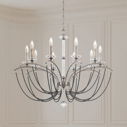 Schonbek Priscilla 10 Light 36" Wide Crystal Chandelier with Dark Grey Pearl Beads