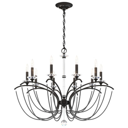 Schonbek Priscilla 10 Light 36" Wide Crystal Chandelier with Dark Grey Pearl Beads