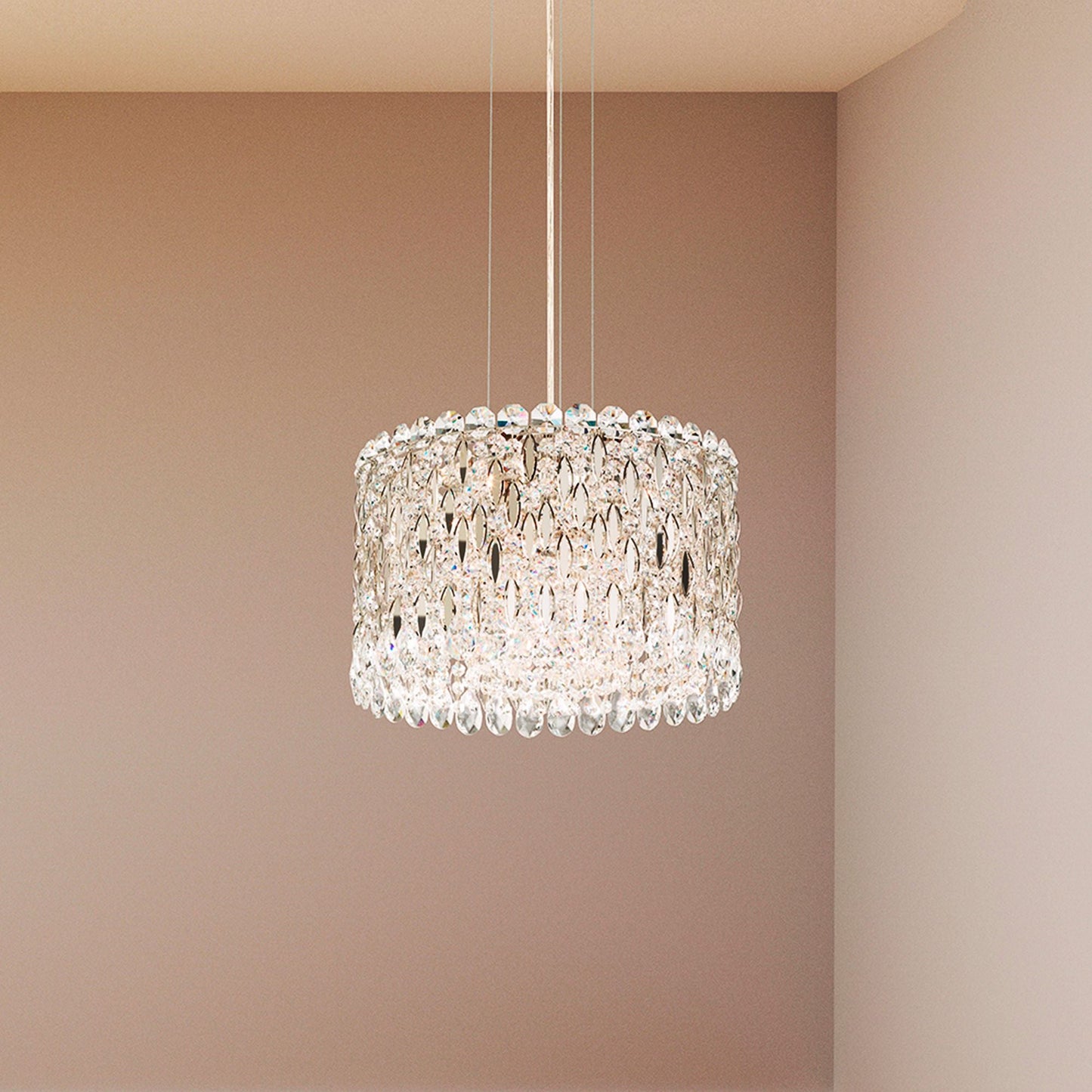 Schonbek Sarella 15" Wide Polished Steel 8-Light Pendant