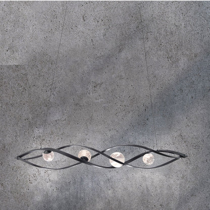 Schonbek Slipstream 56.3" 4-Light Modern LED Crystal Linear Pendant