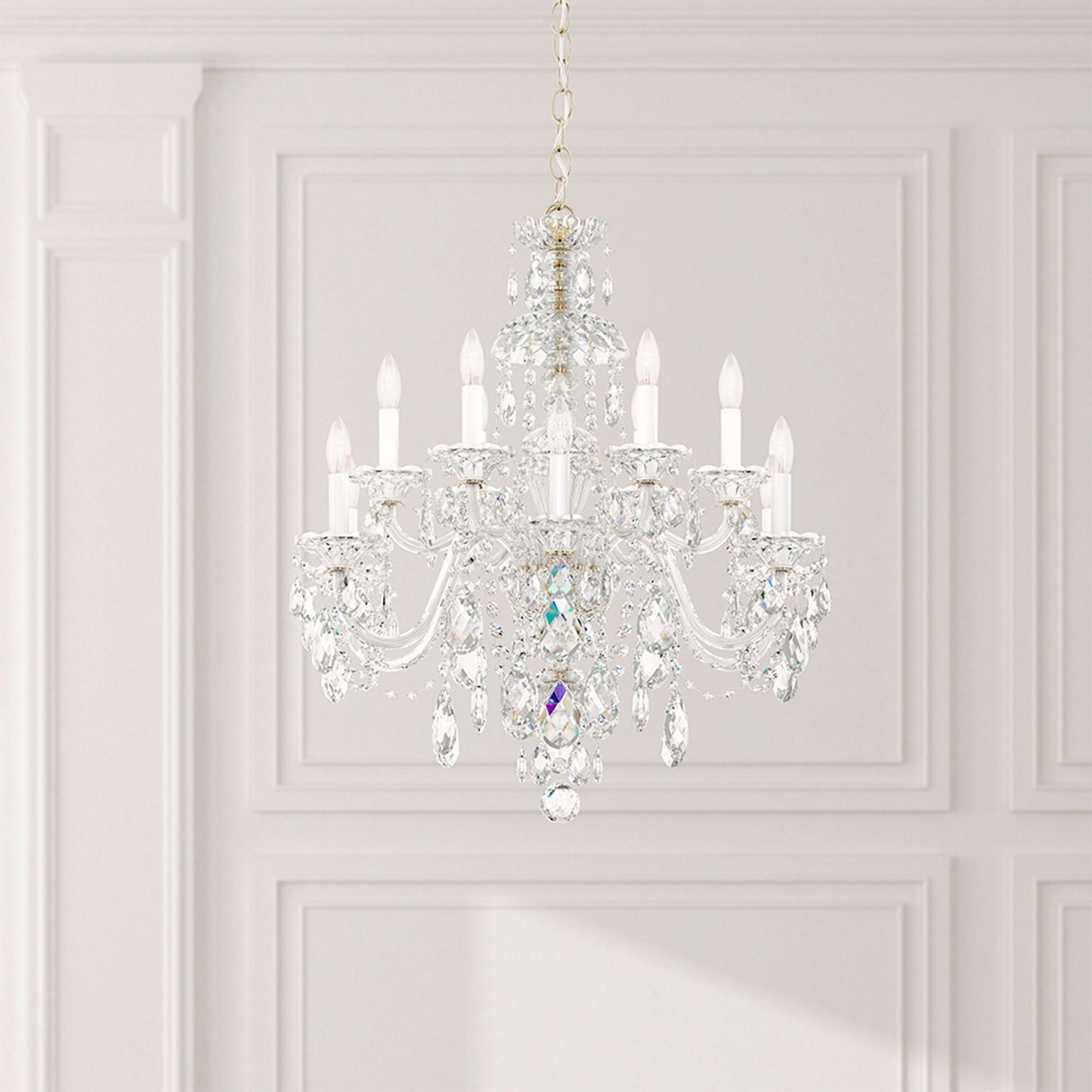 Schonbek Sterling 29"W Polished Silver 12-Light Chandelier