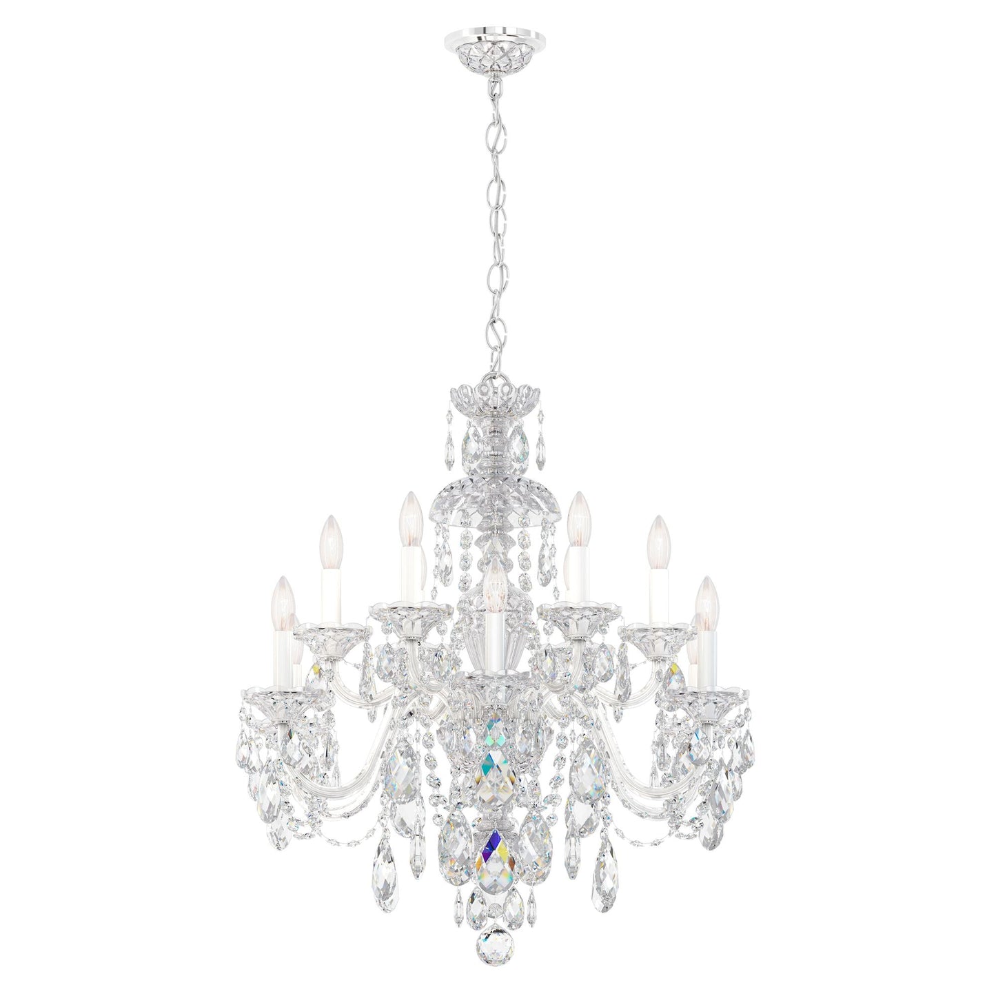Schonbek Sterling 29"W Polished Silver 12-Light Chandelier