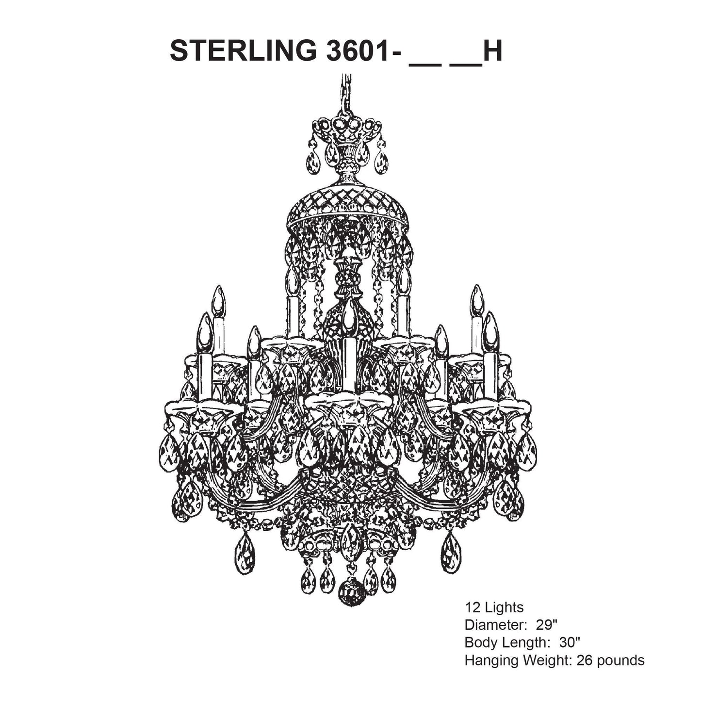 Schonbek Sterling 29"W Polished Silver 12-Light Chandelier