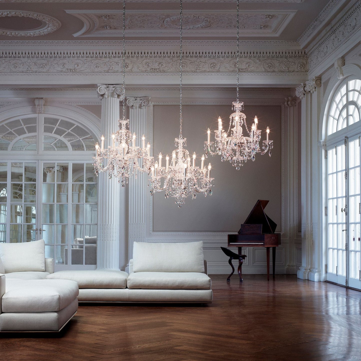 Schonbek Sterling 29"W Polished Silver 12-Light Chandelier
