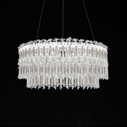 Schonbek Tahitian 25" Wide Antique Silver Clear Crystal 1-Light Pendan