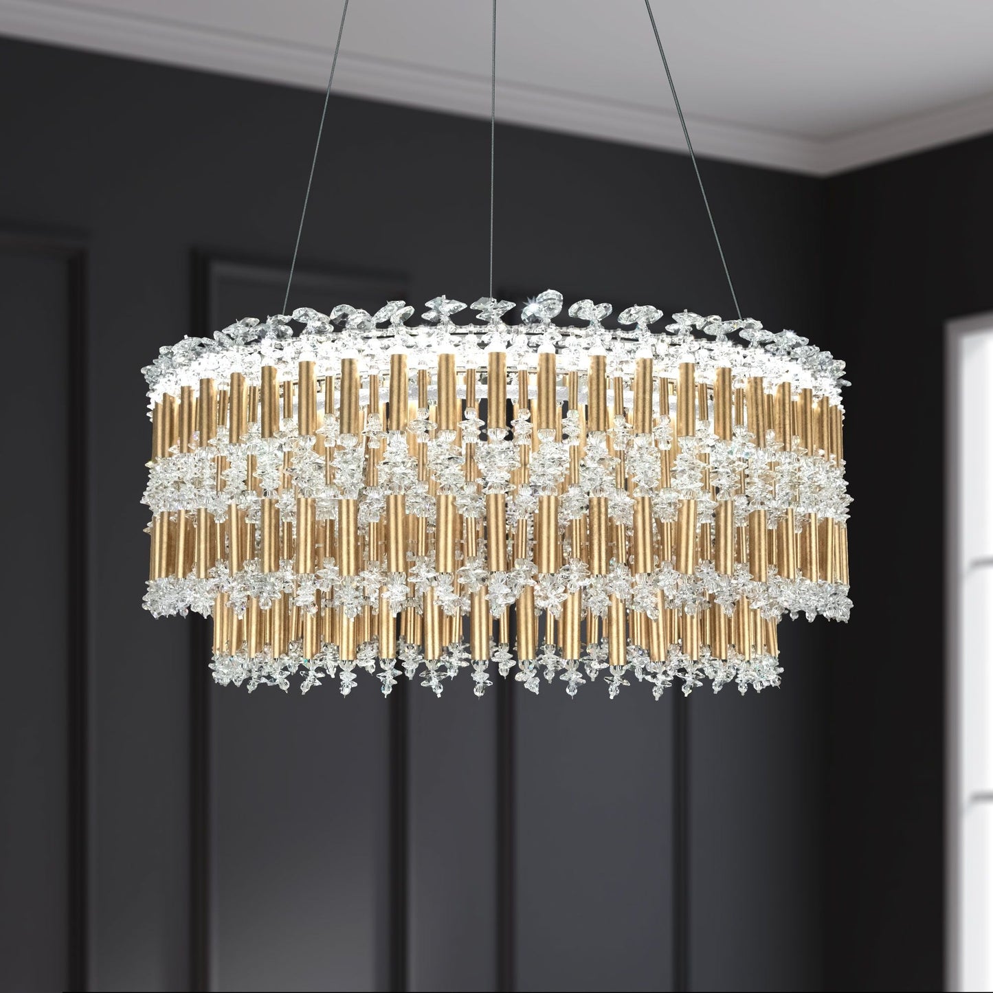 Schonbek Tahitian 25" Wide Heirloom Gold Clear Crystal 1-Light Pendant
