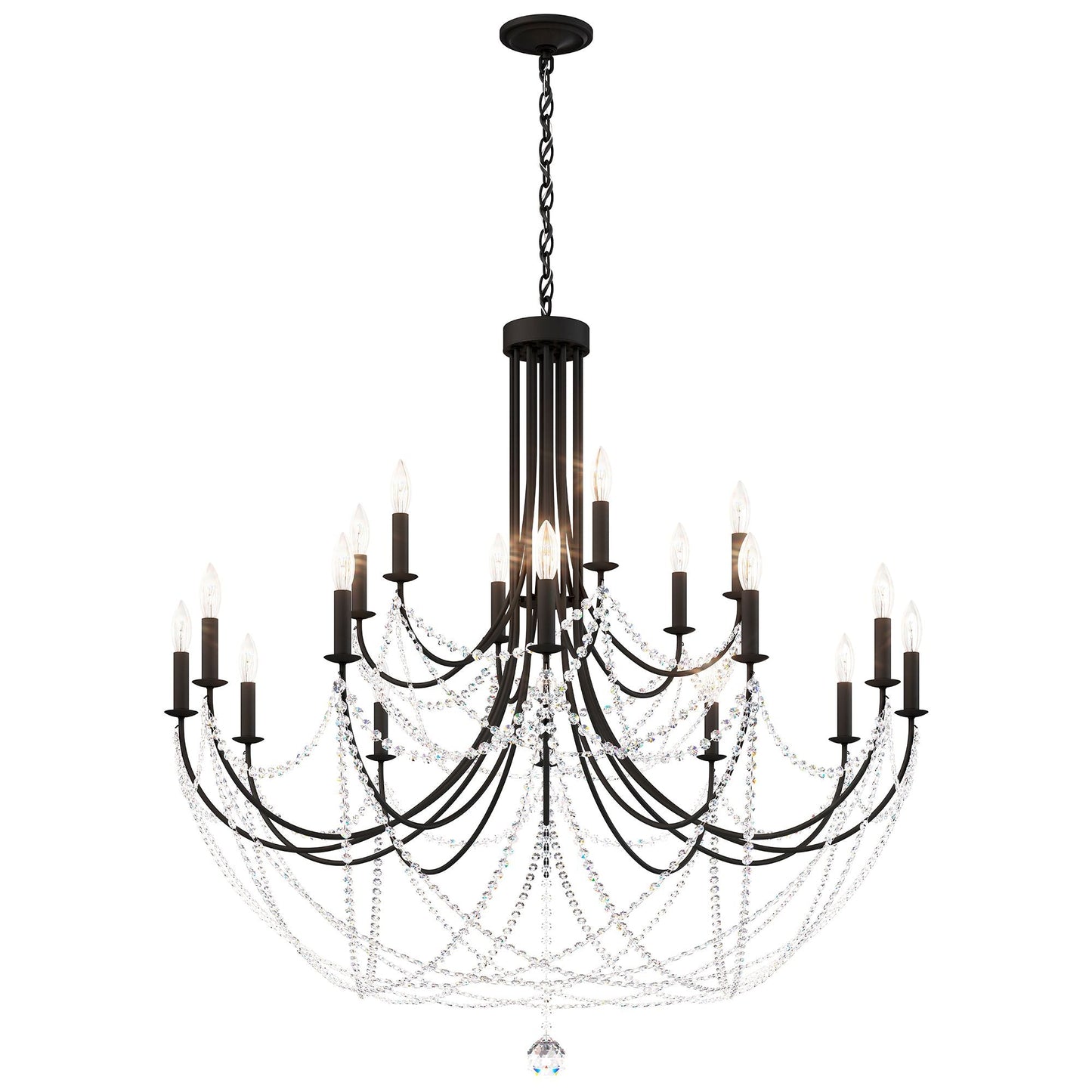 Schonbek Verdana 43" Wide Black 18-Light Crystal Chandelier