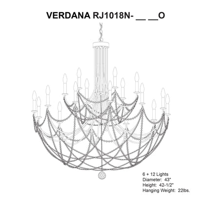 Schonbek Verdana 43" Wide Black 18-Light Crystal Chandelier