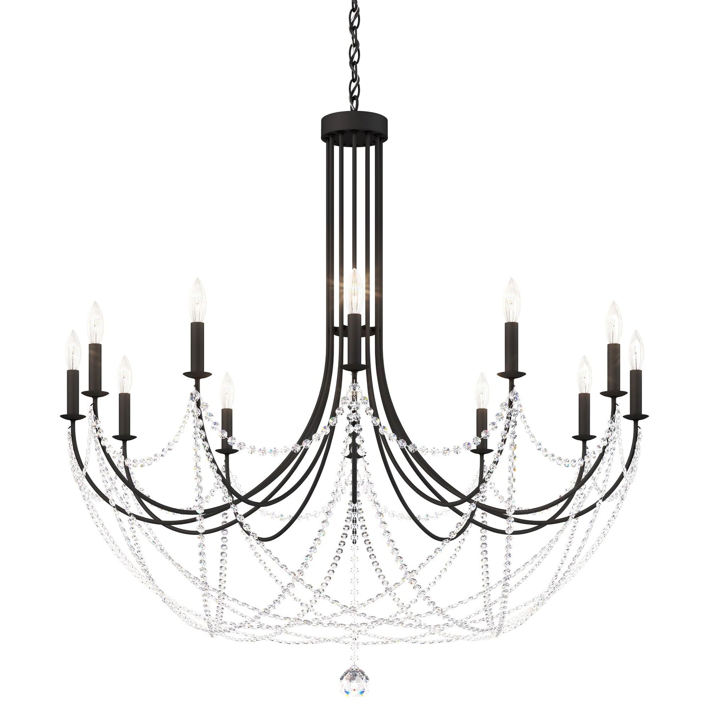 Schonbek Verdana 43" Wide Matte Black 12-Light Pendant Light