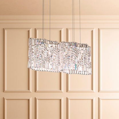 Selene 11"H x 27"W 4-Light Crystal Pendant in Polished Stainless