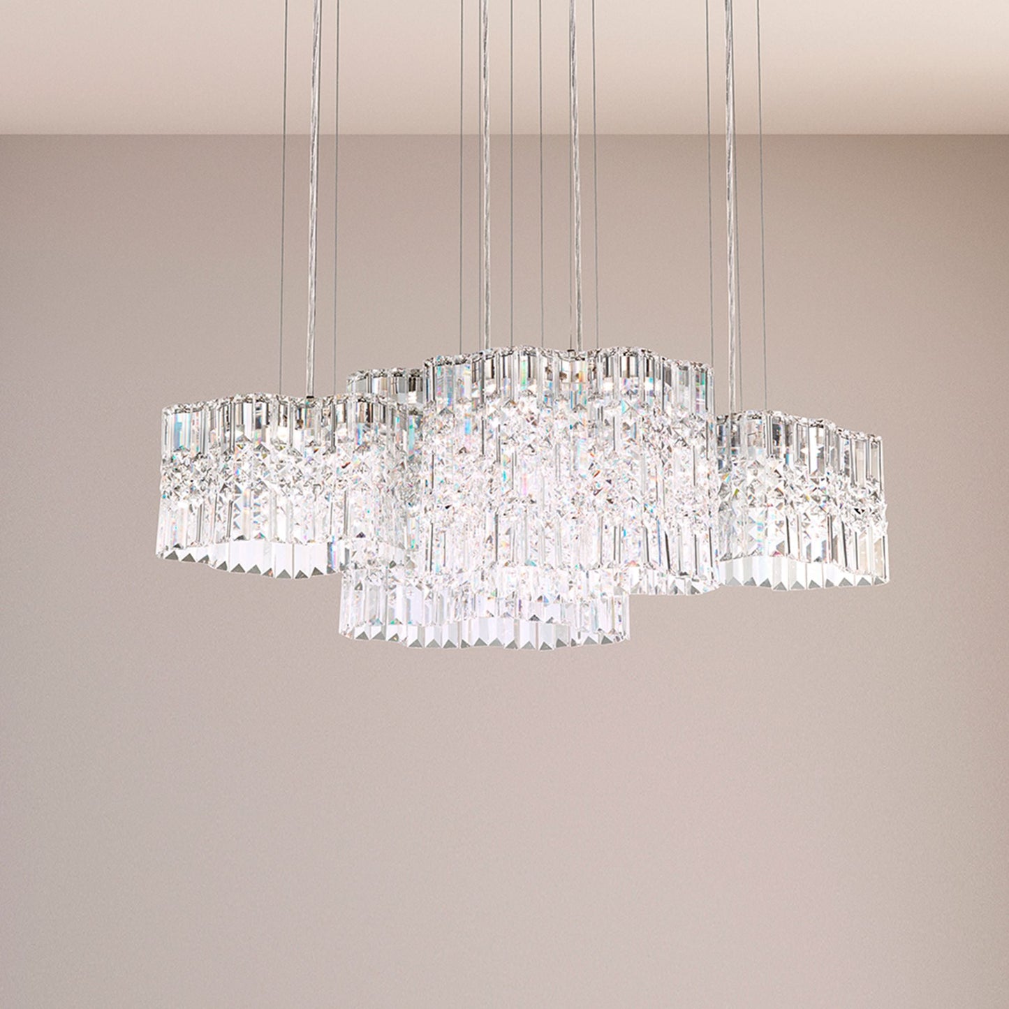 Selene 13.5"H x 37"W 8-Light Crystal Pendant in Polished Stainles