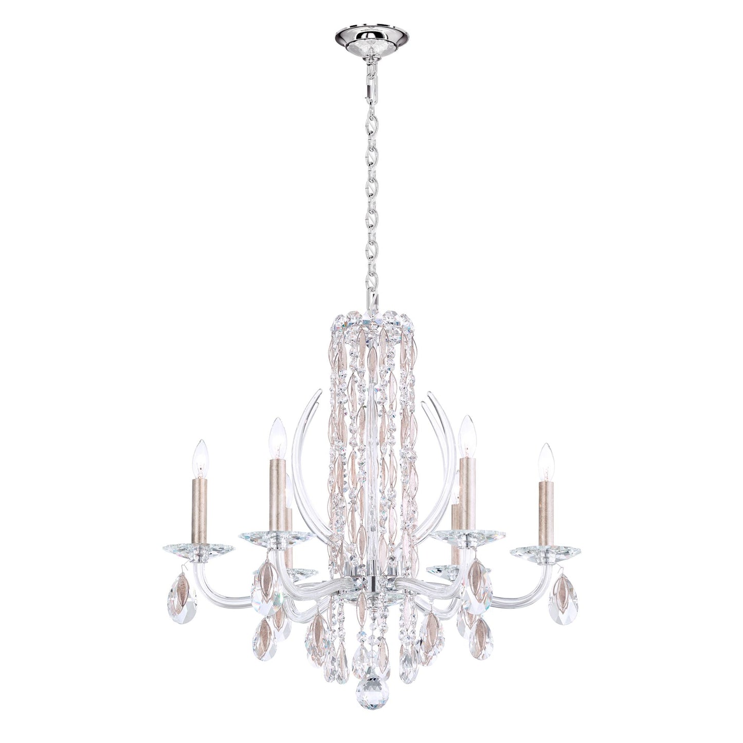 Siena 23.5"H x 24.5"W 6-Light Crystal Chandelier in Antique Silve