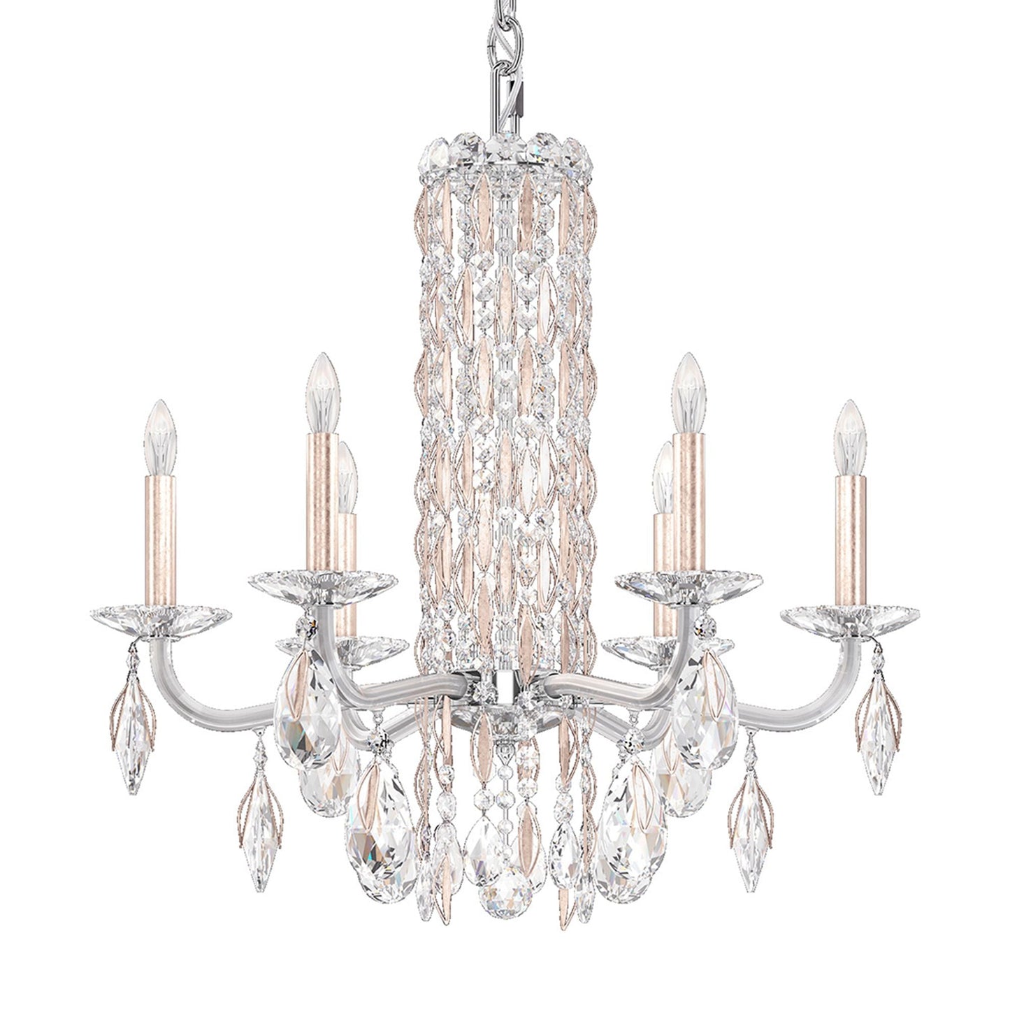 Siena 23.5"H x 24.5"W 6-Light Crystal Chandelier in Antique Silve