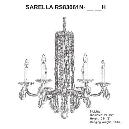 Siena 23.5"H x 24.5"W 6-Light Crystal Chandelier in White