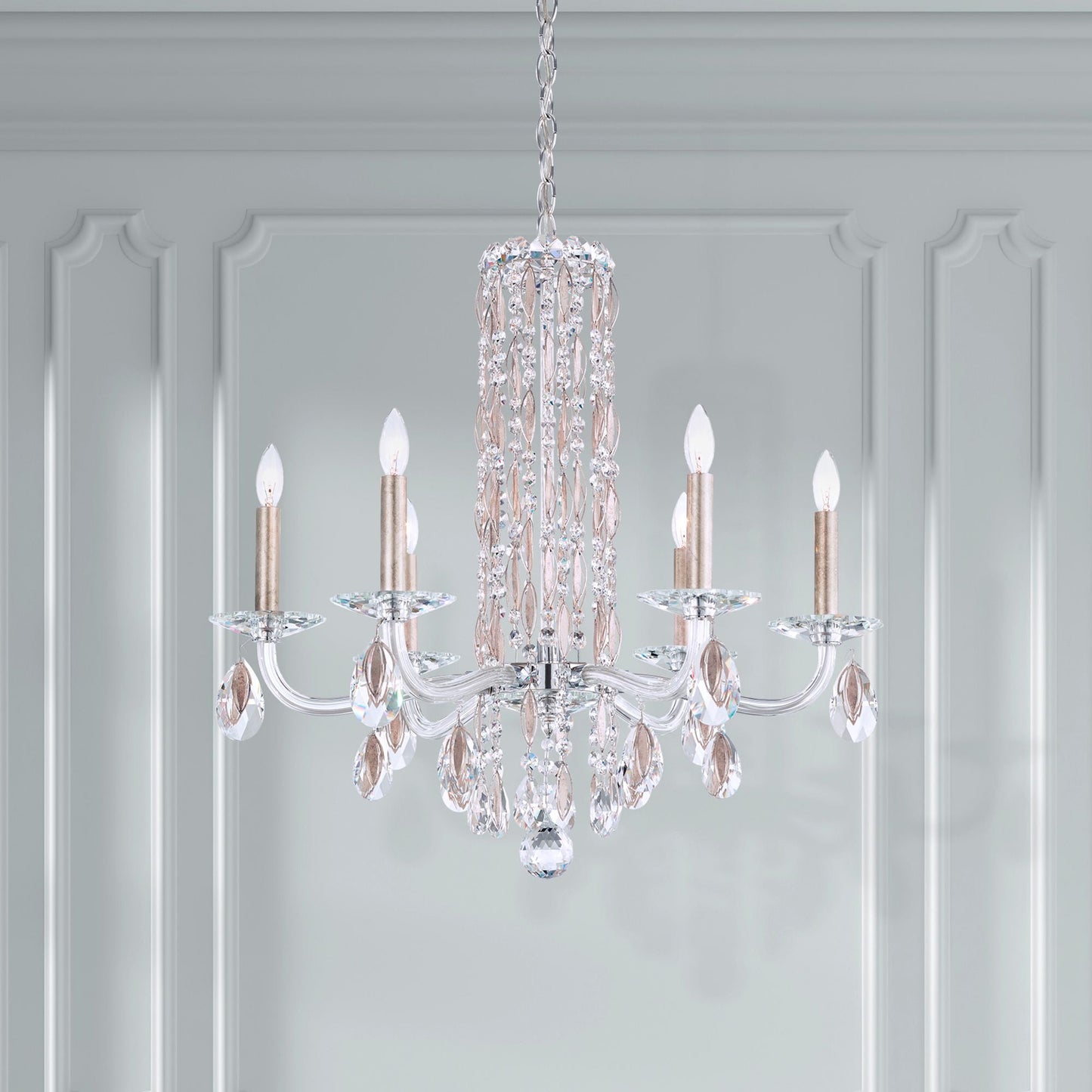 Siena 23.5"H x 24.5"W 6-Light Crystal Chandelier in White