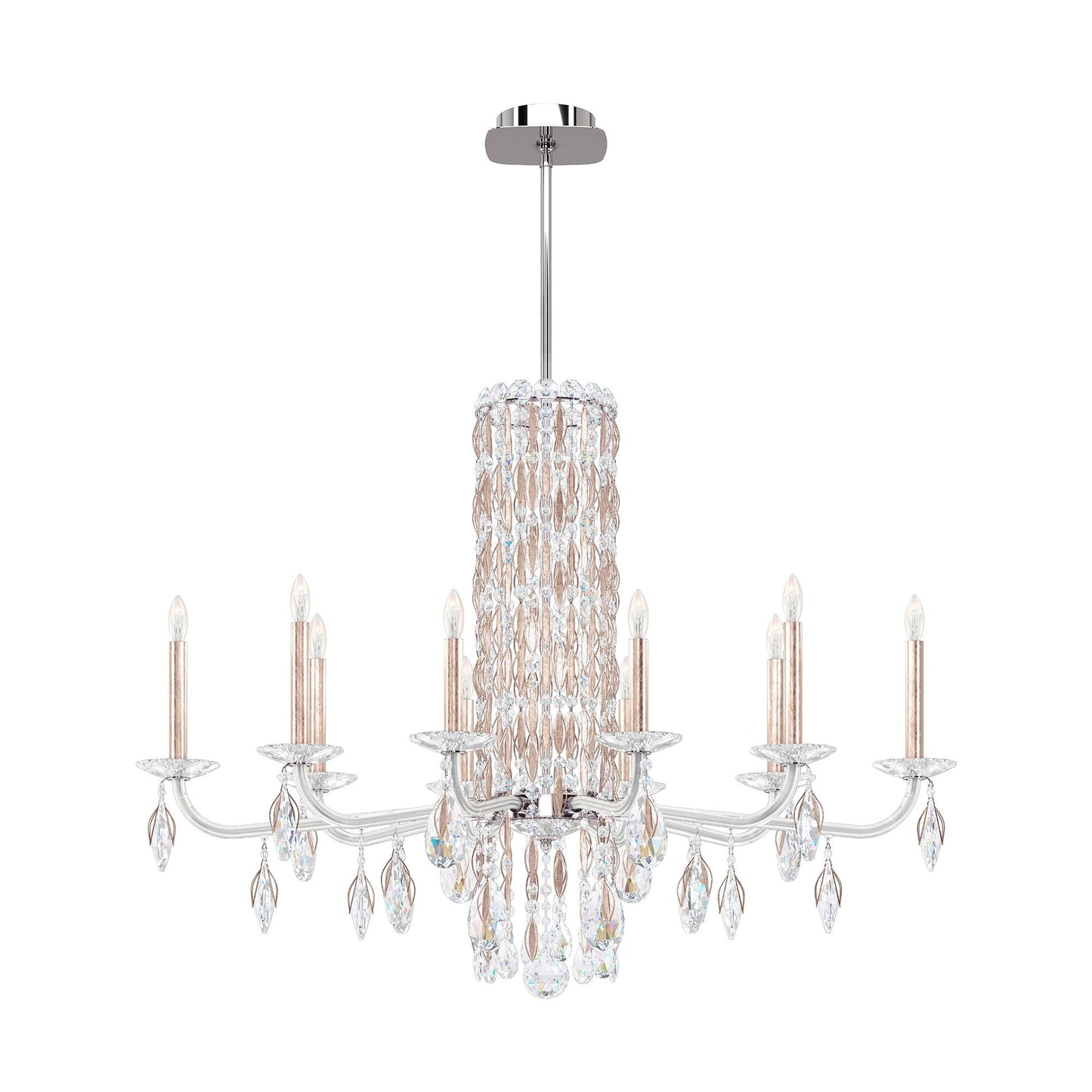 Siena 30"H x 40.5"W 10-Light Crystal Chandelier in Antique Silver