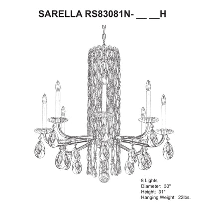 Siena 31"H x 30"W 8-Light Crystal Chandelier in Polished Stainles