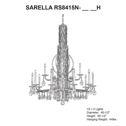 Siena 50.5"H x 40.5"W 17-Light Crystal Chandelier in Heirloom Gol