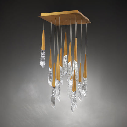 Solitude 22"H x 20"W 13-Light Crystal Multi-Light Pendant in Aged