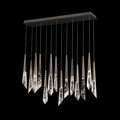 Solitude 22"H x 40"W 14-Light Crystal Multi-Light Pendant in Anti