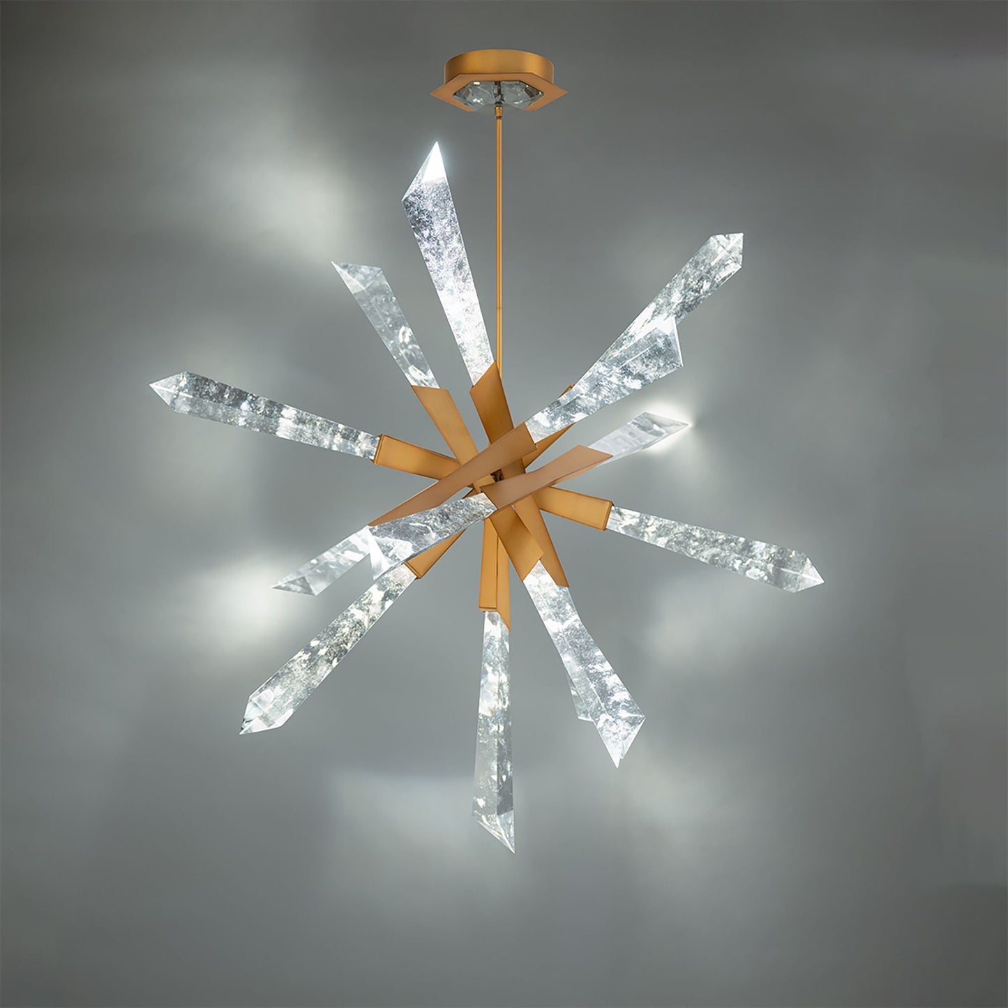 Solitude 41.5"H x 48"W 12-Light Crystal Chandelier in Aged Brass
