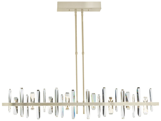 Solitude Large LED Pendant - Brass - Crystal Accents - Standard Height