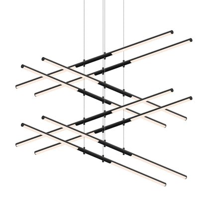 Sonneman Tik-Tak 47-1/2" Wide LED Four Tier Linear Chandelier with Optical Acrylic Shades