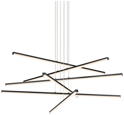 Sonneman Stix 39 1/2"W Satin Black 6-Light LED Pendant