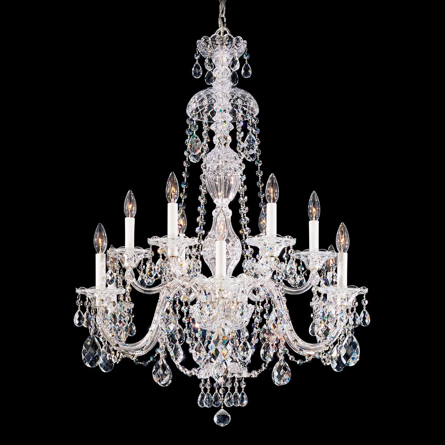 Sterling 38"H x 29"W 12-Light Crystal Chandelier in Silver