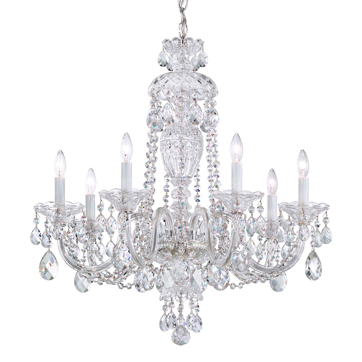 Sterling 7-Light Chandelier in Silver with Swarovski Crystal