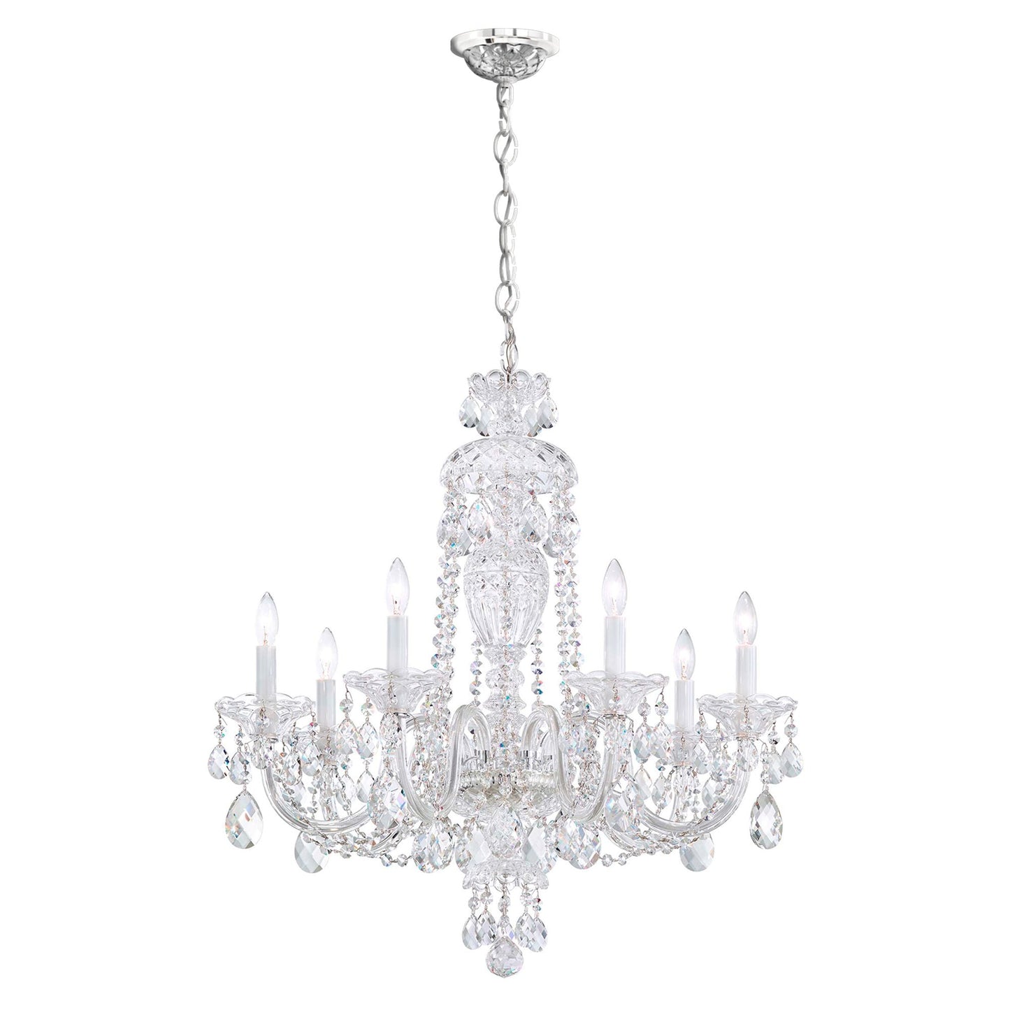 Sterling 7-Light Chandelier in Silver with Swarovski Crystal