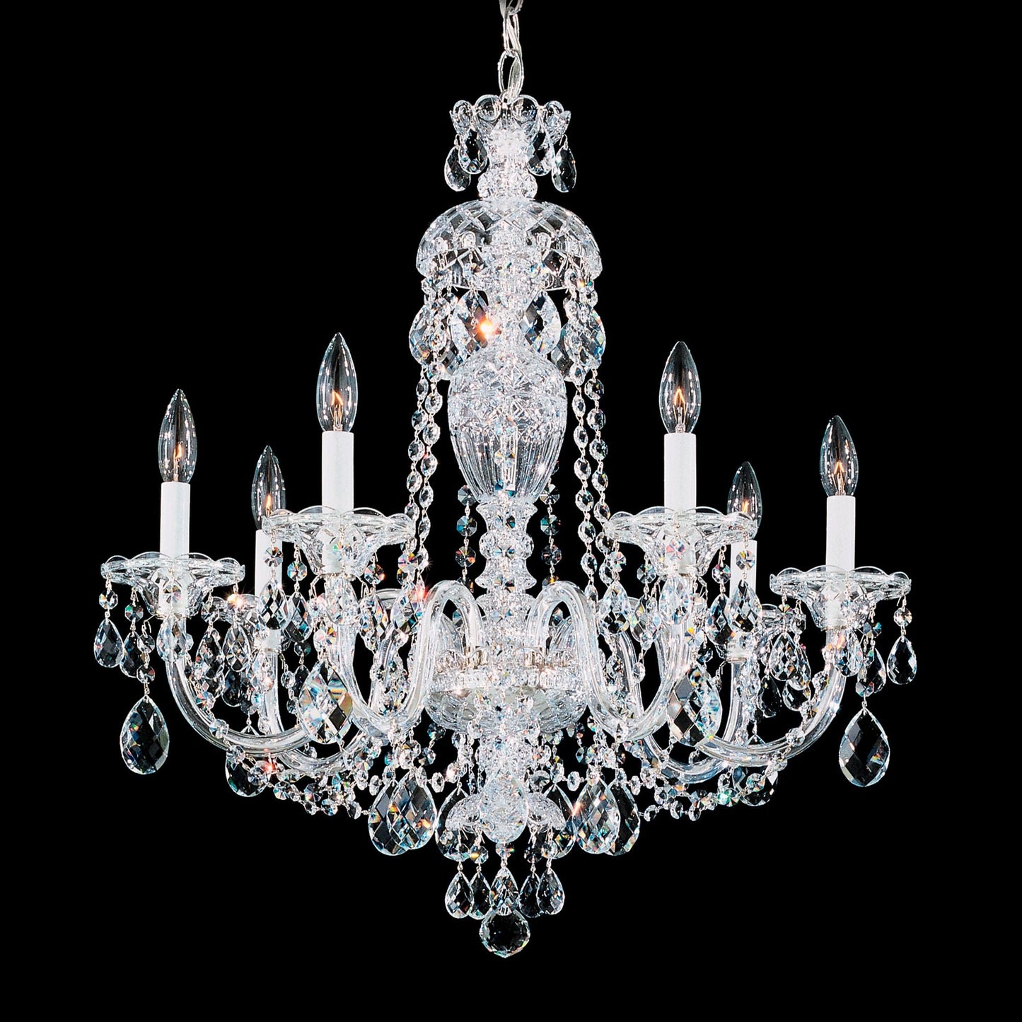Sterling 7-Light Chandelier in Silver with Swarovski Crystal