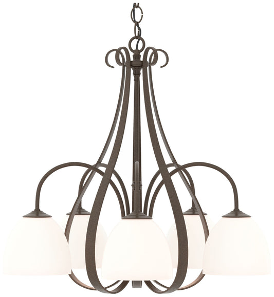 Sweeping Taper 24" Wide 5 Arm Bronze Chandelier With Opal Glass