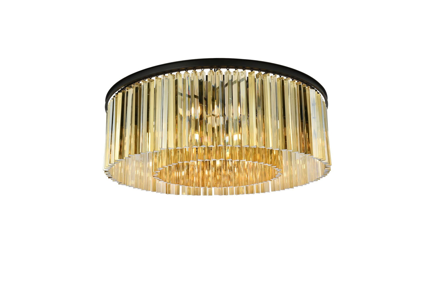 Sydney 10 Lt Matte Black Flush Mount Golden Teak