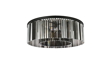 Sydney 10 Lt Matte Black Flush Mount Silver Shade (Grey)