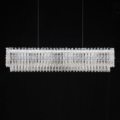 Tahitian 48" Wide Antique Silver Crystal 1-Lt Linear Pendant
