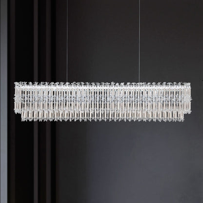 Tahitian 48" Wide Antique Silver Crystal 1-Lt Linear Pendant