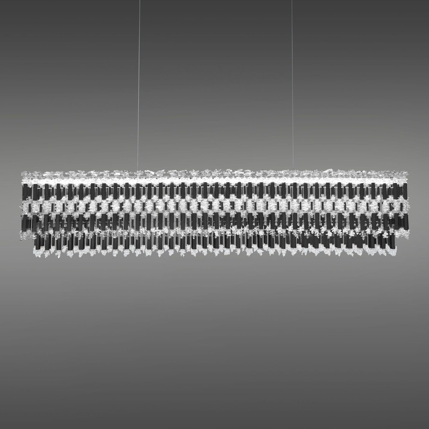 Tahitian 48" Wide Black Clear Crystal 1-Light Linear Pendant